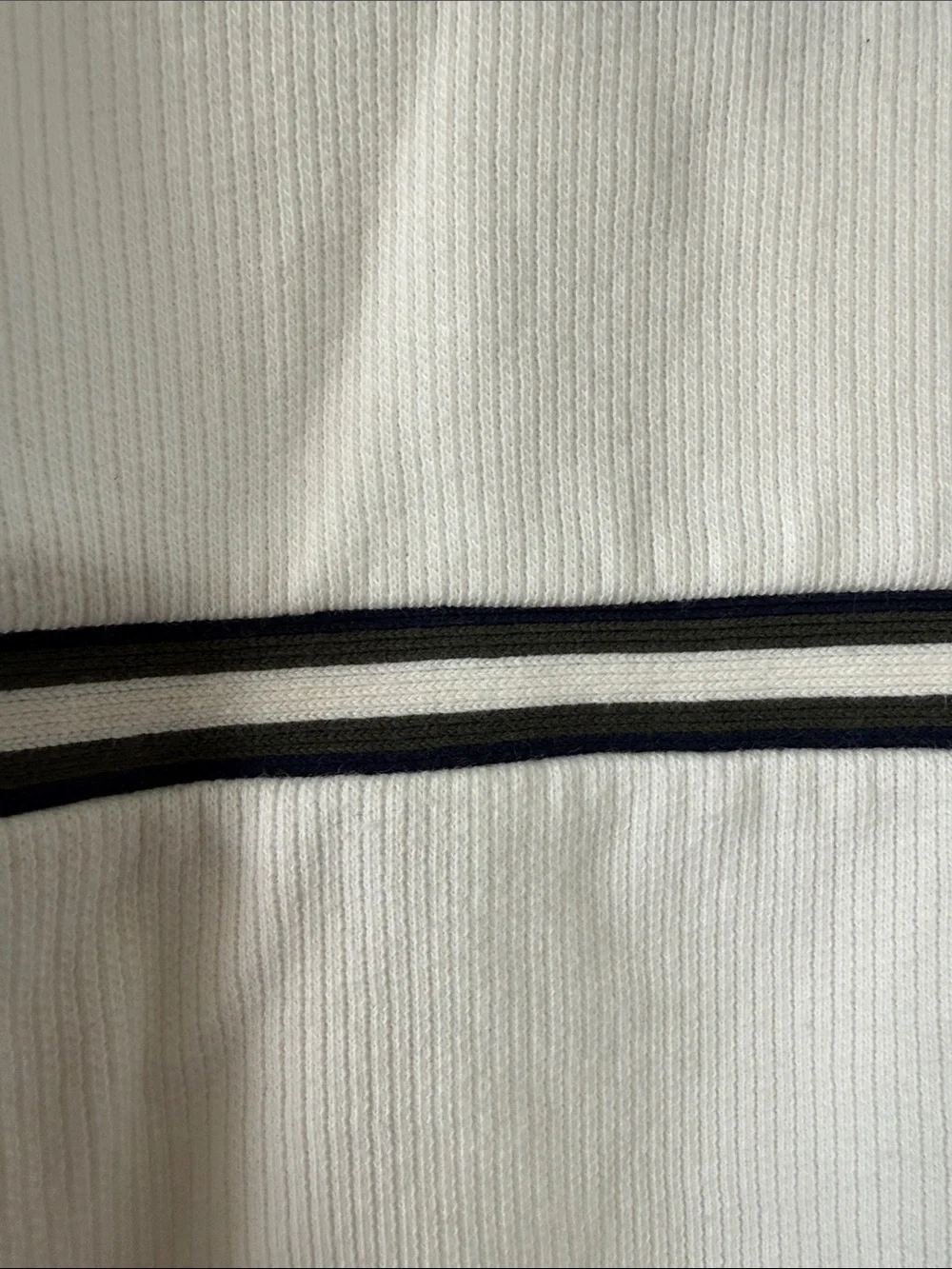 Abercrombie Kids Long-Sleeve Ribbed Crewneck Shirt with Navy/Green Stripe